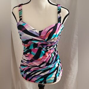 Profile 36 Tankini swim top front swimming panel adjustable straps attached bra